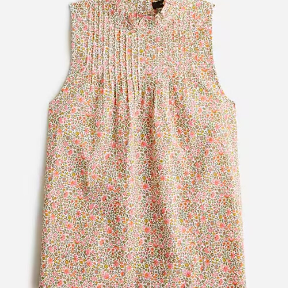 J. Crew Sleeveless Floral Blouse in Pink, Green, Orange